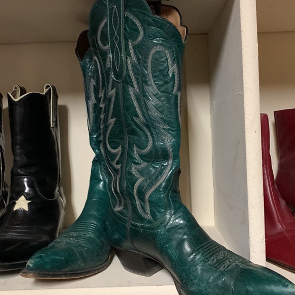 💚Vintage green(w/purple & light pink stitching- RIGHT!?) Larry Mahan ,El Paso💚 - Picture 12 of 14